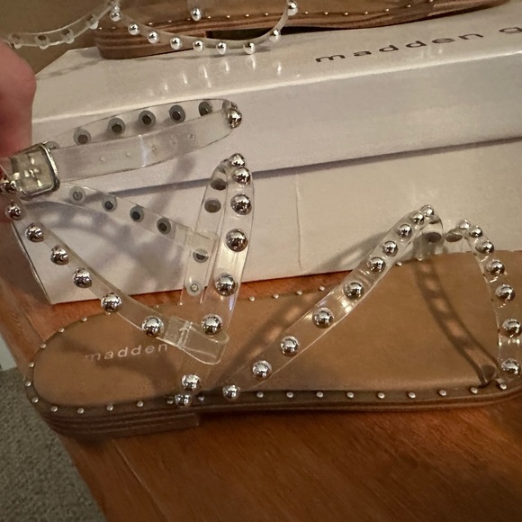 Madden Girl 9.5 Clear Studded Sandals - Picture 5 of 8